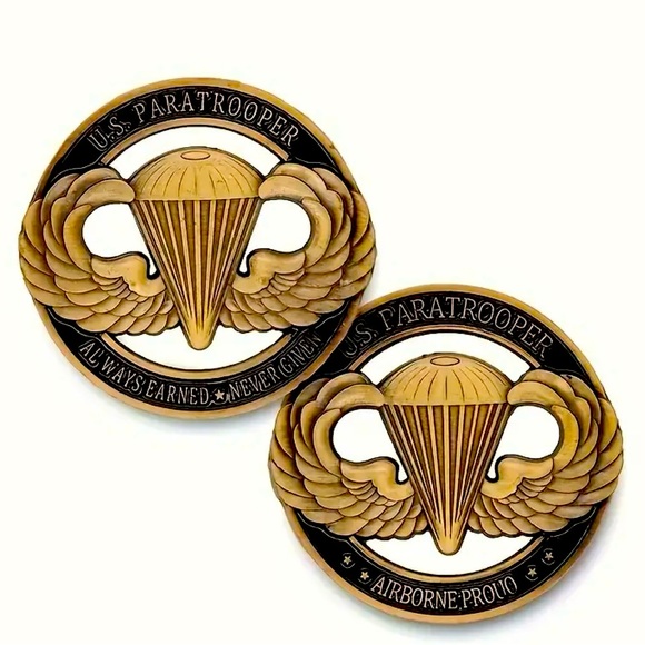 New Gold Tone Paratrooper Challenge Coin - Picture 2 of 5